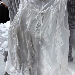Ella Moss white Ruffled Top